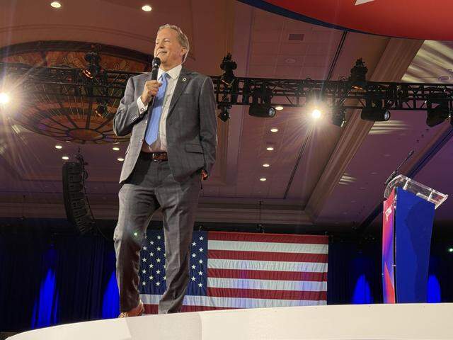 Texas Attorney General Ken Paxton speaks at CPAC on March 27.